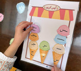 Ice Cream Arabic Letter Forms Matching - Digital PDF Download - مطابقة أشكال الحروف العربية - لعبة الآيس كريم